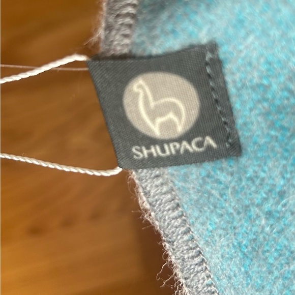 NWT Shupaca Blue Bird Striped Multicolor Throw Blanket Alpaca blend - Picture 5 of 7